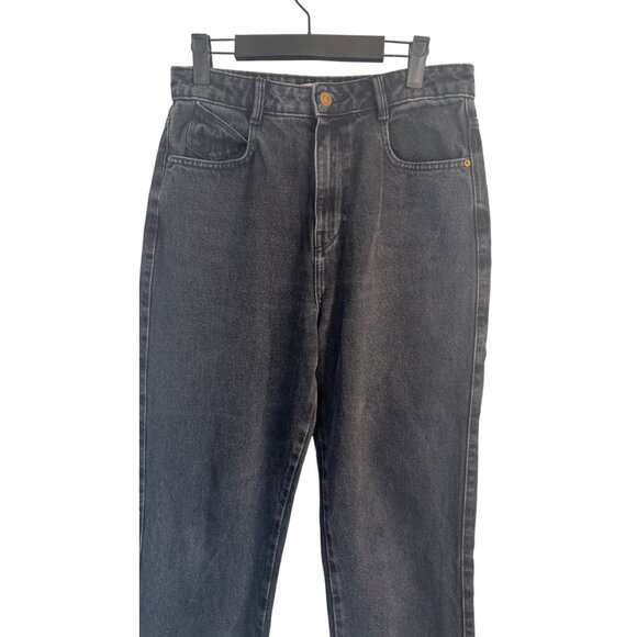 ZARA Size 8 Black High-Waist Straight-Leg Jeans Raw Hem - Picture 3 of 13